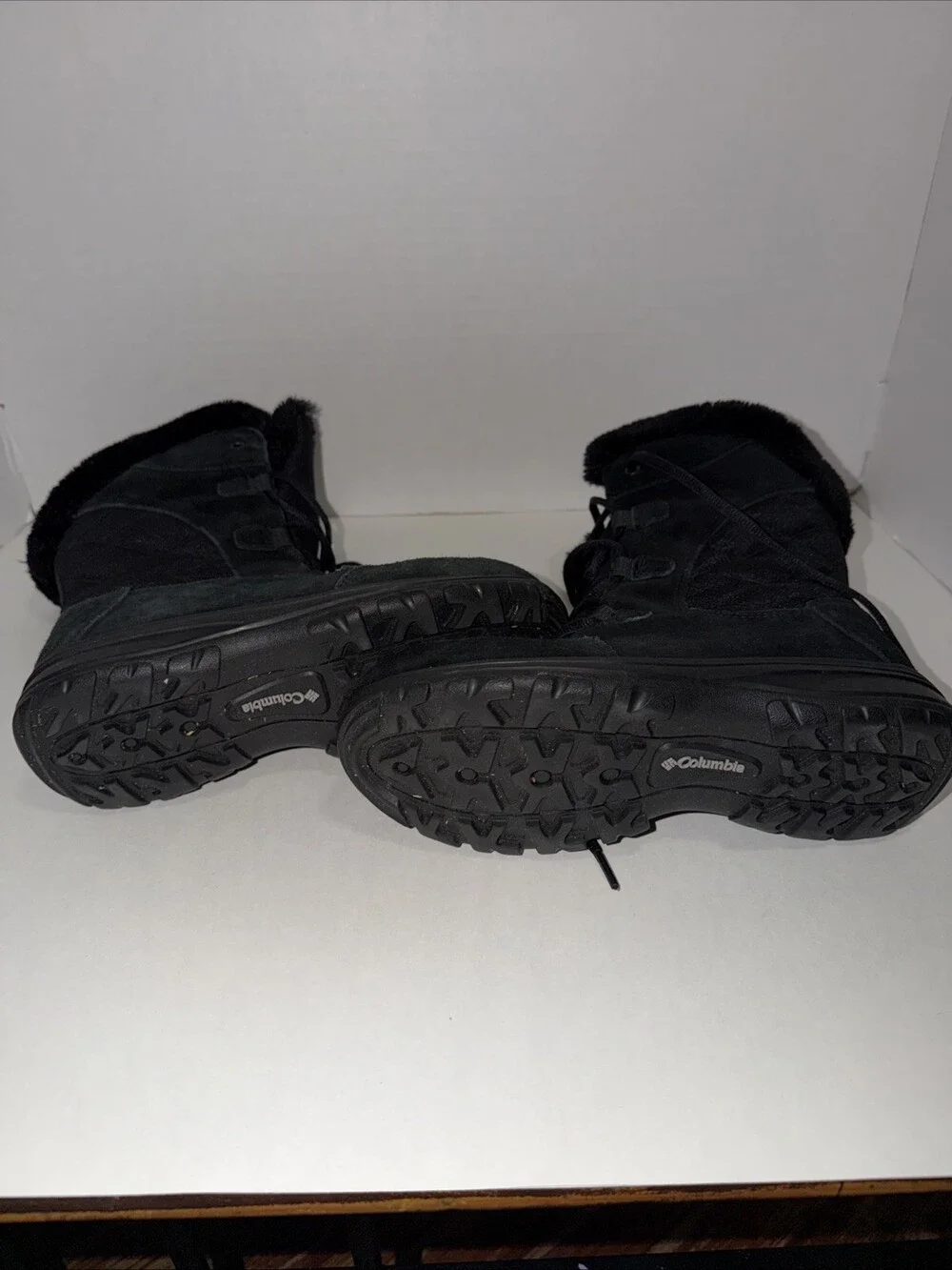 Columbia Boots Womens Ice Maiden Snow Winter Black Faux Fur Lace-Up Size 7 US